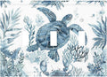 Blue Sea Turtle Coastal Coral Beach Crab Seaweed Decorative Switch Plates 3 Gang Wall Plate Triple Toggle Light Switch Cover Faceplate Electrical Wall Panels for Kids Room Bathroom Decor