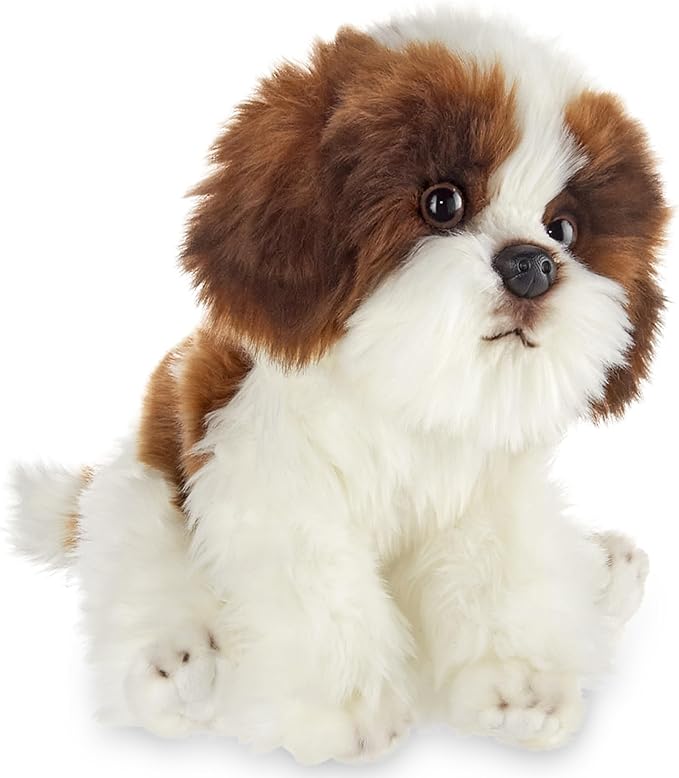 Bearington Collection Shih Tzu Stuffed Animal Plush Puppy - 13-Inch Barkston Shih Tzu - Realistic Soft & Cuddly Stuffed Dogs That Look Real - Toy Dog Yorkie Plush for Kids