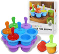 Silicone Popsicle Molds 14-cavity DIY 2Pcs Ice Pop Mold with Colorful Sticks For egg biting ice cream molds baby food storage containers non stick cake molds (Purple&Blue)