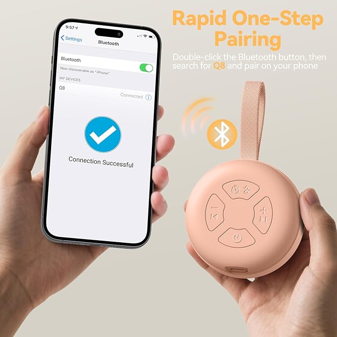 Portable Sound Machine for Baby | White Noise | 12 Soothing Sounds | Noise Canceling for Travel, Office, Nursery | Baby Shower | Registry Gift | Sleep Soother for Babies Kids Adults | Peach