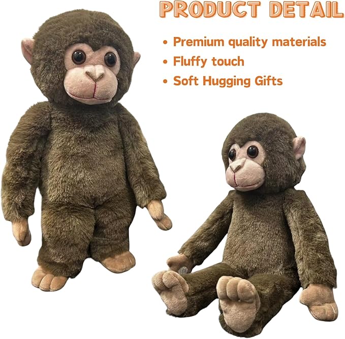 Punch Monkey Plush Toys, Punch Baby Monkey Stuffed Animals, Cuddly Huggable Orangutan Plushies Doll, Gift for Kids and Adults