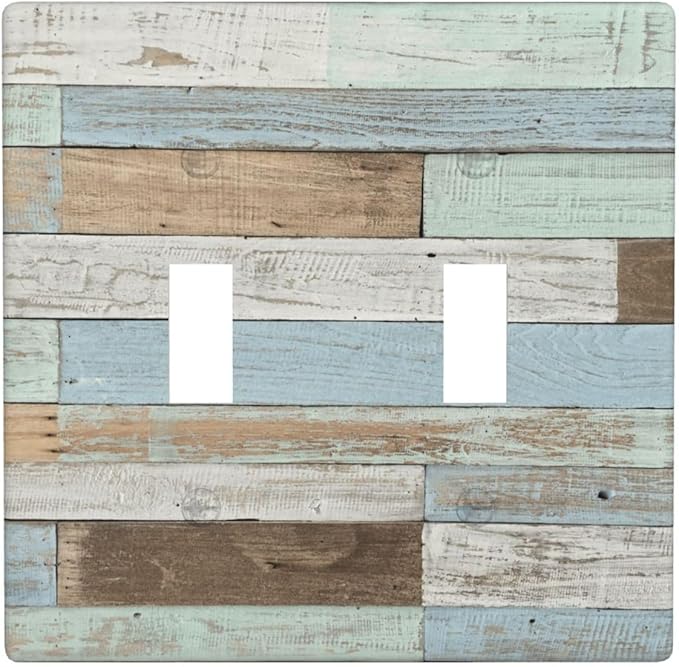 Farmhouse Wood Vintage Double Light Switch Cover Plates Decorative 2 Gang Wall Plate Double Toggle Lightswitch Cover