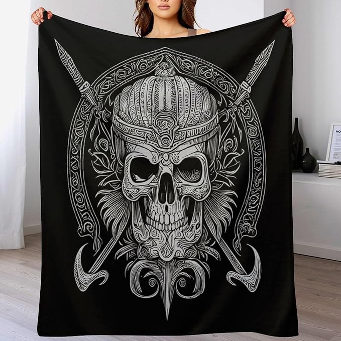 60 x 80 Inches Flannel Throw Blanket Crossed Bones Or Swords Pirate SkullBirthday Present for Men Women Winter Holiday Soft Blankets for Bedding Sofa