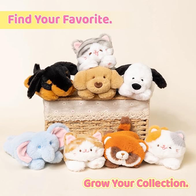 PEACH CAT Striped Cat Stuffed Animal Cute Kitten Plushies Small Plush Toys Gifts for Kids Brown