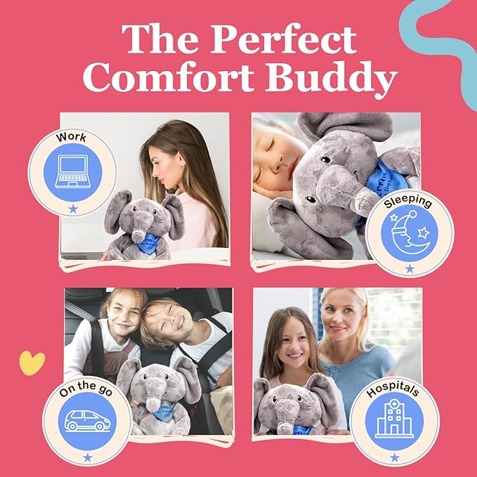 Lilly's Love Weighted Stuffed Animals for Adults & Kids — 5lb Calming Elephant Plush for Anxiety, ADHD & Sensory | Machine Washable Weighted Stuffed Animal w/Removable Insert | Ernie The Elephant