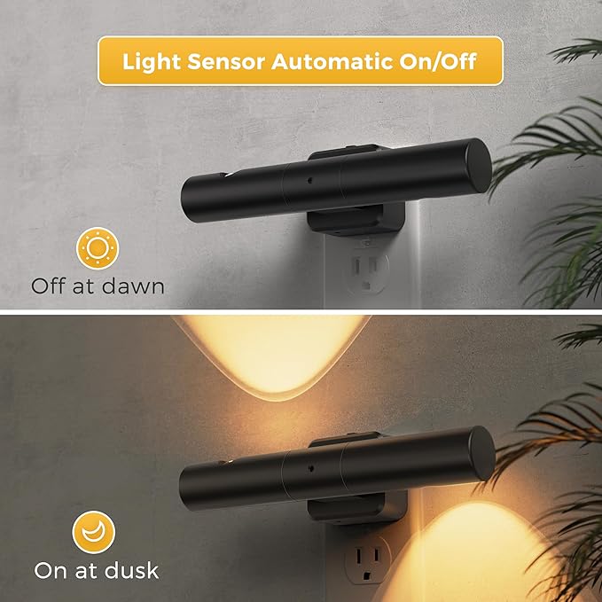 L LOHAS LED Night Light, Night Lights Plug into Wall, Auto Light Sensor 180° Rotating[2-Pack], Brightness Adjustable 0-100Lm, Soft White 3000K, Modern Nightlights for Bathroom, Hallway
