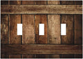 Brown Wooden Barn Door Old Wood Print Decorative Switch Plates 3 Gang Wall Plate Triple Toggle Light Switch Cover Faceplate Electrical Wall Panels for Farmhouse Home Decor
