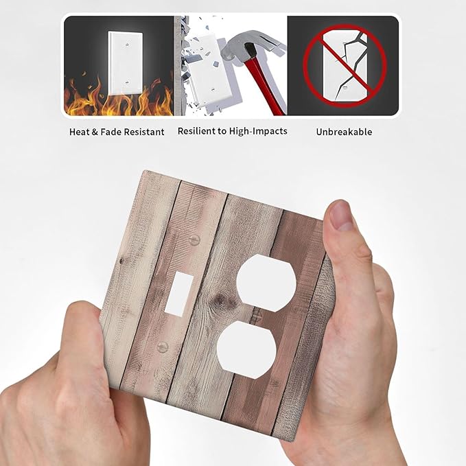 Wallplates Vintage Natural Wood Rustic Cinnamon 1 Toggle 1 Duplex Switch Plate Electrical Gfci Faceplate Decorative Light Switch Covers For Farmhouse Cabin Decor