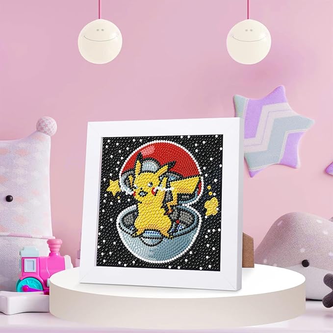 KOJEFCV Cartoon Diamond Art Painting Kits for Kids with Frame,Cartoon Diamond Art for Kids Ages 4-8-12,Easy Gem Kit Kid with Beautiful Package for Gift Home Wall Decor(7x7inch)
