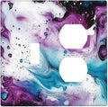 Wallplates Purple Blue Swirl Marble Tiles 1 Toggle 1 Duplex Switch Plate Electrical Gfci Faceplate Decorative Light Switch Covers For Bed Room Living Room Decor