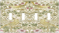 William Morris Vintage Strawberry Bird Botanical Light Switch Covers Quad Toggle Electrical Faceplate 4 Gang Wall Plate Decorative Switch Plates Cover for Farmhouse Home Decor
