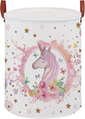 Unicorn Baby Girl Laundry Hamper, Unicorn Room Decor Kids Basket,Rainbow Toddler Storage Toy Box,Cute Clothes Book Toy Bin for Bedroom Bathroom (Pink)
