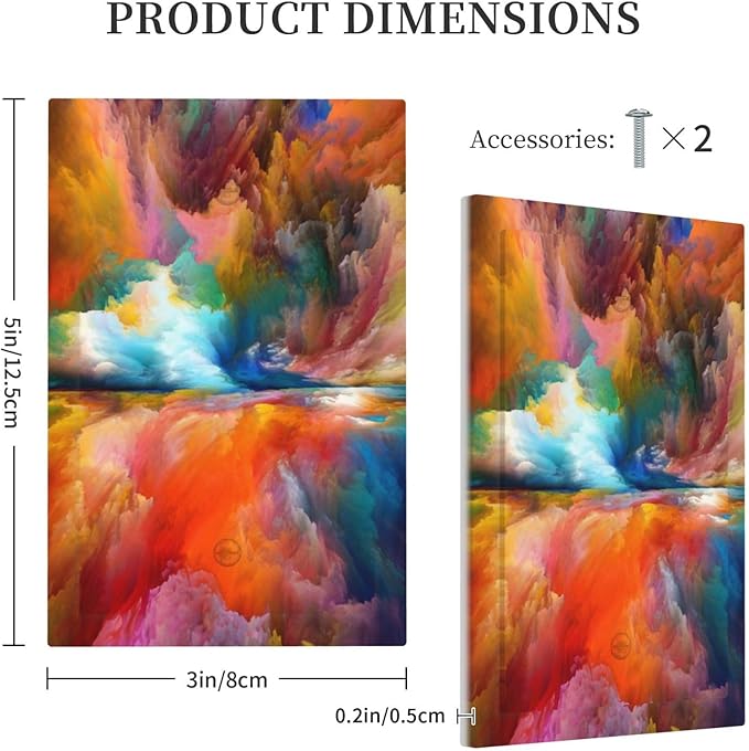 Light Switch Cover Plate Iridescent Abstract Colorful Clouds Wall Plate Cover 1 Gang Rainbow Blank No Device Decorative Outlet Covers Electrical Switchplate for Bathroom Home Decor