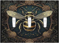 Decorative Switch Plates Mid Century Bee Dark Floral 3 Gang Wall Plate Triple Toggle Light Switch Cover Faceplate Electrical Wall Panels For Home Office Decor