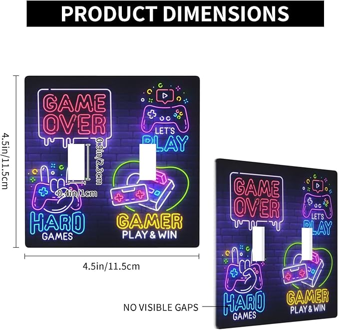 Games Funny Double Light Switch Cover Plates Decorative 2 Gang Wall Plate Double Toggle Lightswitch Cover