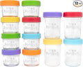 WeeSprout Glass Baby Food Storage Jars - 12 Set, 4 oz/8 oz Baby Food Jars, Plastic Lids, Freezer Storage, Reusable Small Glass Baby Food Containers, Microwave & Dishwasher Safe, for Infant & Baby Food