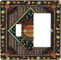 Light Switch Cover Boho Burning Sun Hippie Retro Bohemian Gypsy 2 Gang Toggle Rocker Combo Wall Plates Decorative Switch Plates and Outlet Covers Receptacle Cover for Bathroom Home Decor