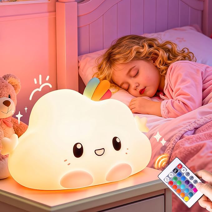One Fire Cloud Night Light, 16 Colors & Remote Control Baby Night Light, Rechargeable Cloud Lamp, Cute Gifts for Kids Gifts Teen Girl Gifts, Funny Gifts for Women