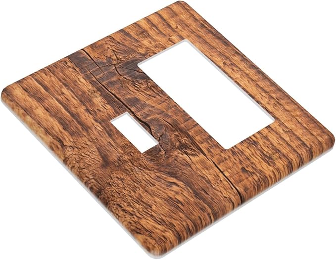 Brown Wood Grain Rustic Natural Burl Print Outlet Covers 1 Toggle 1 Rocker Combination Decorative Wall Plate Electrical Switch Plates Light Switch Cover Plate for Farmhouse Home Decor
