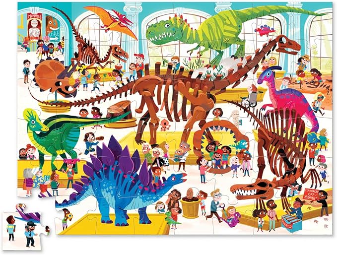 Crocodile Creek Above + Below 48-Piece Jigsaw Floor Puzzle - Fun Floor Puzzles for Kids Ages 4-8 - Day at The Dinosaur Museum - 18 x 24 inches Finished