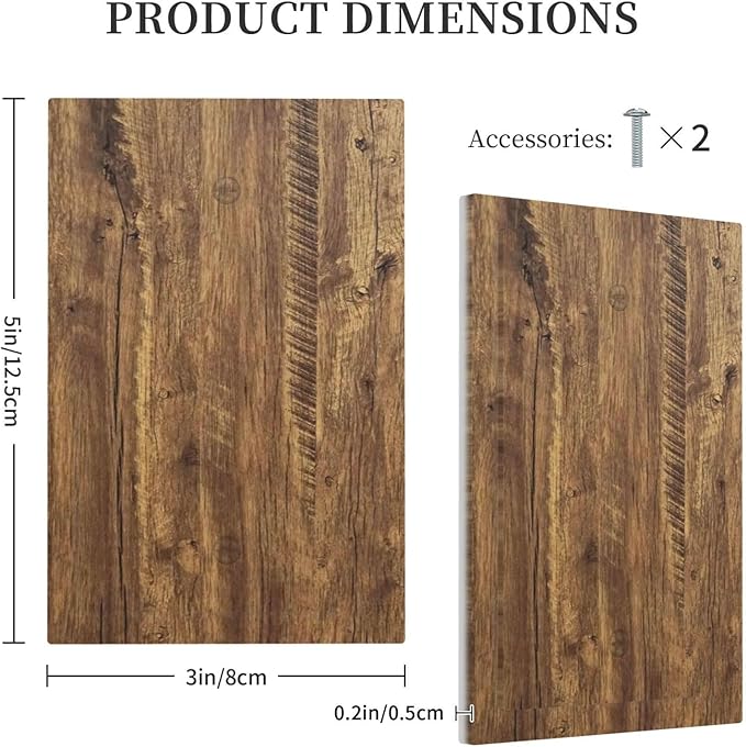 Rustic Brown Wood Distressed Wood Print Light Switch Cover Plate 1 Gang No Device Blank Electrical Wall Plates Faceplate Decorative Switch Plate Covers for Farmhouse Home Decor