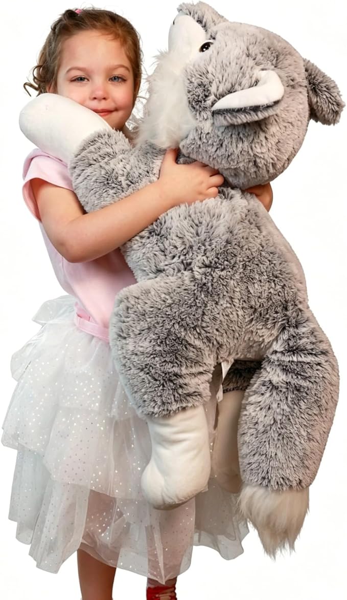 BENINY Large Winter Wolf Stuffed Animal Plush Toy 30", Super Soft Giant Fluffy Plushie Throw Pillow Gift for Birthdays & Christmas