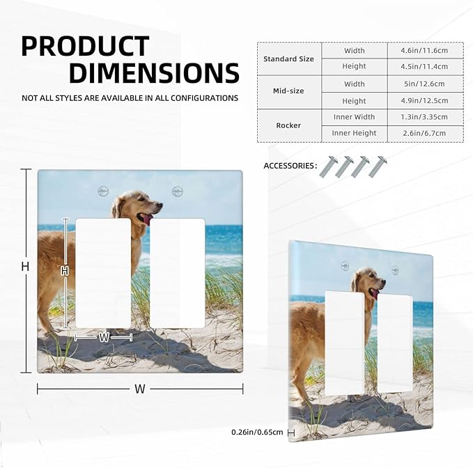 Custom Light Switch Cover Personalized Your Own Double Rocker Wall Plate with Picture Logo Text 2 Gang Decorative Gfci Electrical Switchplate Home for Bathroom Bedroom Kitchen Decor 4.6"X4.5"