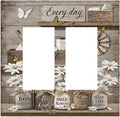 Rustic Daisy Flower Butterfly Inspirational Cottage Decorative Outlet Covers 2 Gang Double GFCI Rocker Electrical Wall Panels Light Switch Cover Plate for Farmhouse Bedroom Decor