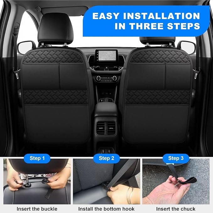 Back Seat Protector 2 Pack Fit for Subaru Outback Car Kick Mats for Kids Upgraded Version with Storage Organizer Waterproof Dirt Proof Faux Leather Auto Accessories (Black)