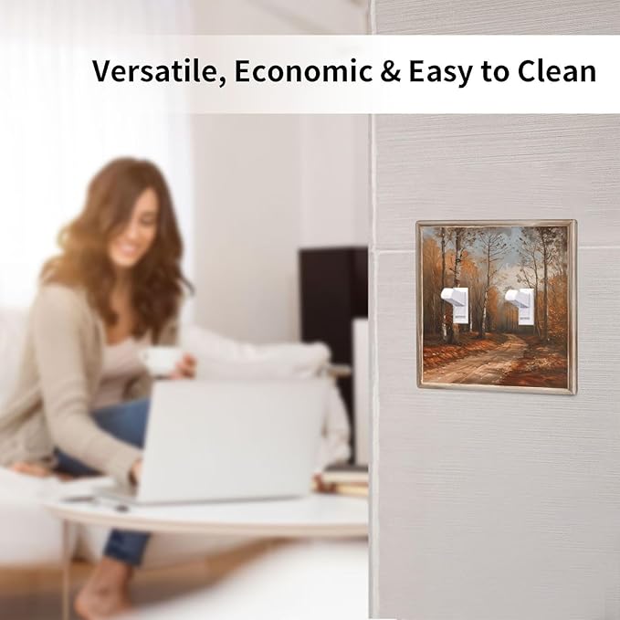 Decorative Art Light Switch Covers Maple Path 2 Gang Double Toggle Wall Plate Decorative Switchcover Electrical Switchplate for Home Decor