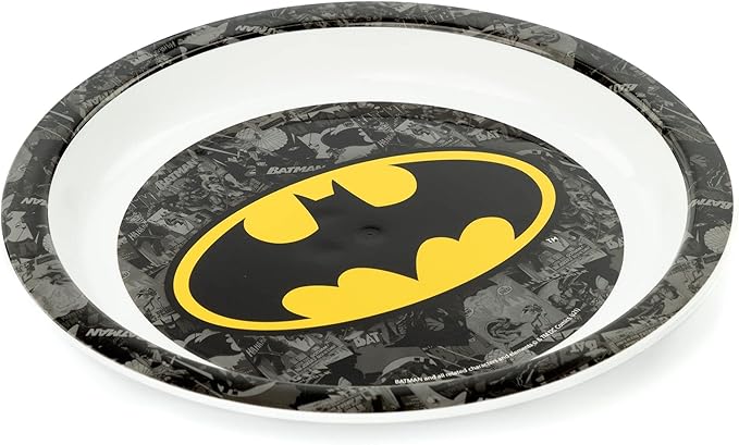 DC Comics Batman Kids 3 Piece Dinnerware Set | Boys & Girls Yellow Superhero Tableware PP Dinner Plate, Bowl And Tumbler Cup