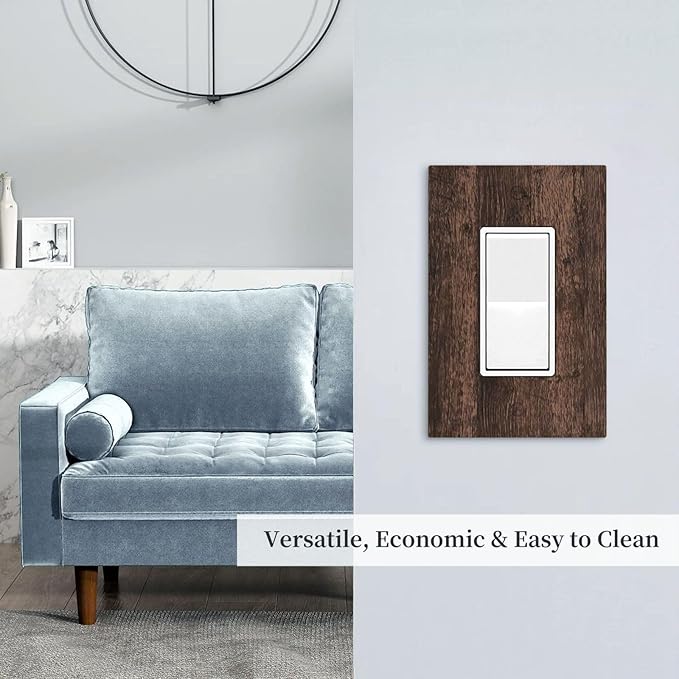 Outlet Covers Rustic Brown Wood Plank Retro Wooden Board 1 Gang Single Rocker Light Switch Cover Decorative GFCI Wallplates Socket Cover Electrical Switch Plate Covers for Farmhouse Home
