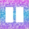 Outlet Covers Fantasy Colorful Glitter Blue Purple Gradient 2 Gang Double Rocker Light Switch Cover Plate Decorative Wall Plate GFCI Socket Cover Electrical Switch Plate Covers for Kids Room Home