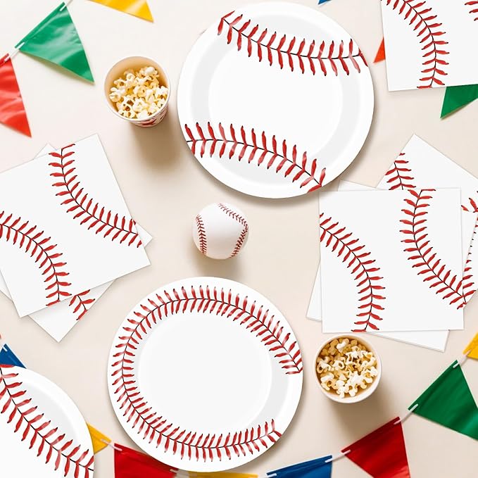 40 Pcs Baseball Plates and Napkins Sets - Baseball Party Supplies, Disposable Paper Dinner Plates and Napkin Tableware Kit for Sports Themed Baseballs Birthday Party Table Decorations, Serves 20