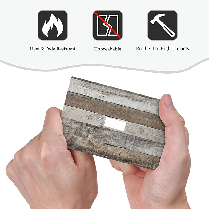 Natural Grey Wood Vintage Faux Wood Grain Decorative Light Switch Cover 1 Gang Single Toggle Device Electrical Faceplate Switchplates Decorator Outlet Wall Plate for Farmhouse Home Decor
