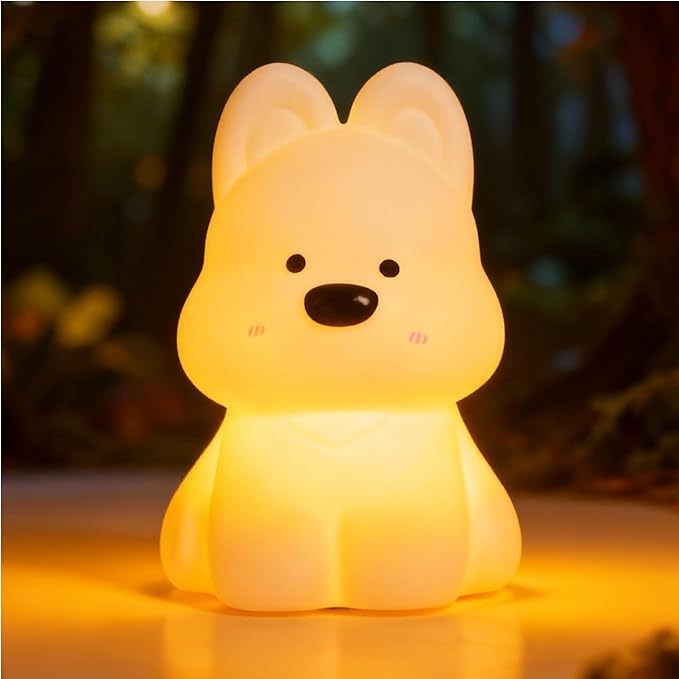 Dog Night Light for Kids: 16-Color Changing, Rechargeable LED Squishy lamp. Soft Silicone, dimmable. Perfect for Nursery, Dorm Decor & Gifts for Girls/Boys.