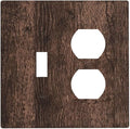 Light Switch Cover Plate Rustic Brown Wood Plank Retro Wooden Board 2 Gang Outlet Covers 1 Toggle 1 Duplex Socket Cover Wallplates Electrical Switch Plate Covers for Farmhouse Home Decor