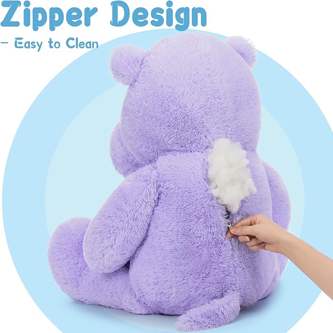 BENINY Giant Humongous Hippo Stuffed Animal, 36" Oversized Plush, Soft Hug Cute Jumbo Hippo Toy Plush Gift for Kids, Purple