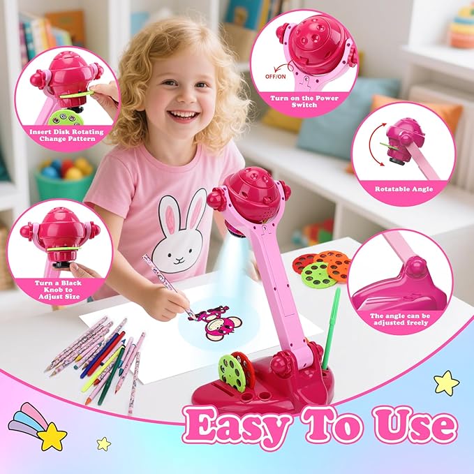Hoarosall Drawing Projector for Kids Art and Craft Kit Includes Colored Pencils Crayons and Coloring Books Unicorn Drawing Kit Perfect Projector for Drawing Activities