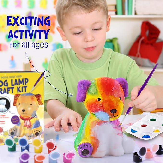 LAOESE Paint Your Own Dog Lamp Kit, Art Supplies Painting Kits for Kids, Arts and Crafts for Kids Ages 8-12, Dog Toys Girls Boys Birthday Gifts for Kids Ages 3 4 5 6 7 8 9 10 11 12+