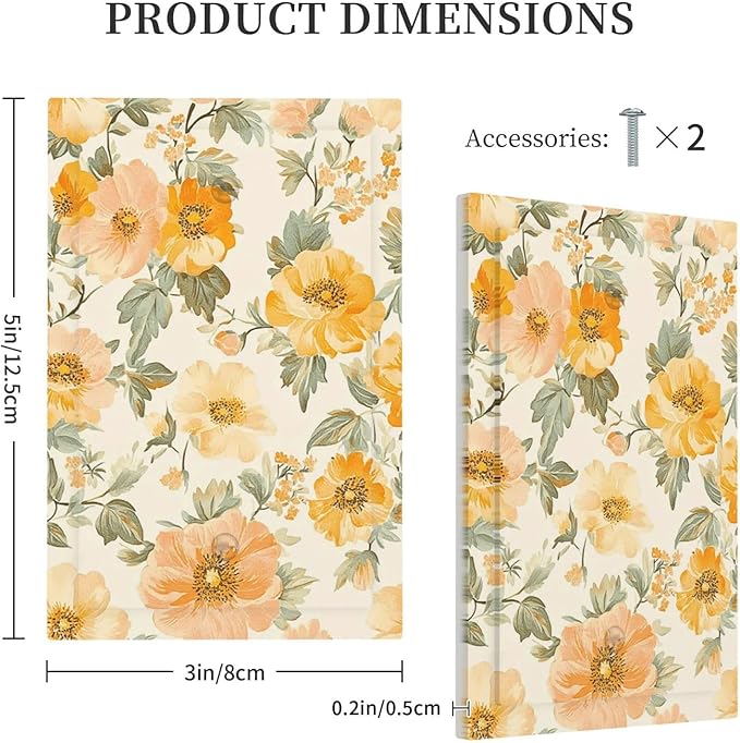 Light Switch Cover Plate Vintage Floral Pastel Flower Pattern 1 Gang No Device Blank Wall Plate Decorative Switch Plate Covers Electrical Outlet Cover for Bedroom Cabin Decor