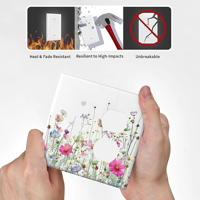 Wallplates Boho Colorful Flowering Plant Wild Flower 1 Toggle 1 Duplex Switch Plate Electrical Gfci Faceplate Decorative Light Switch Covers For Bed Room Living Room Decor