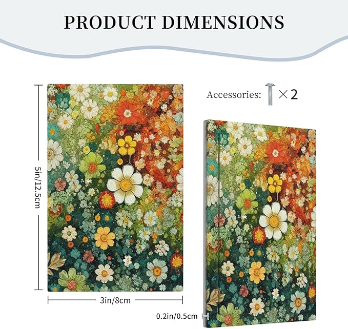 Light Switch Cover Colorful Flowers Green Plants Meadow Floral Decorative Switch Plates 1 Gang Blank No Device Outlet Covers Electrical Wall Plates for Bathroom Bedroom Decor