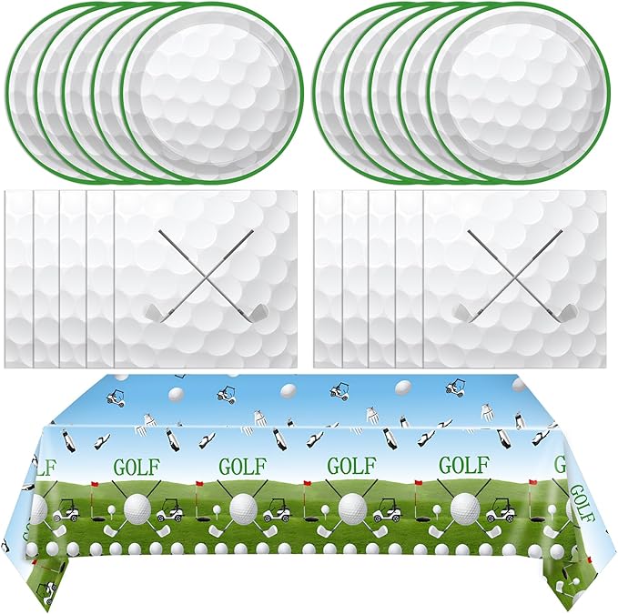 41PCS Golf Party Decorations Golf Sport Themed Party Supplies Include Golf Plates and Napkins Set,Plastic Tablecloth for Birthday Baby Shower Retirement Party,Serve 20