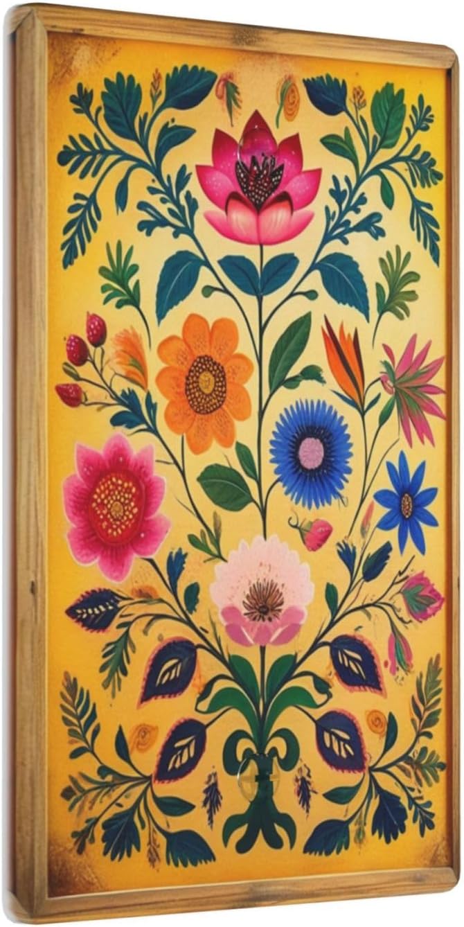 Decorative Art Light Switch Covers ColorFul Blooms 1 Gang No Device Blank Switchplate Electrical Faceplate for Home Decor