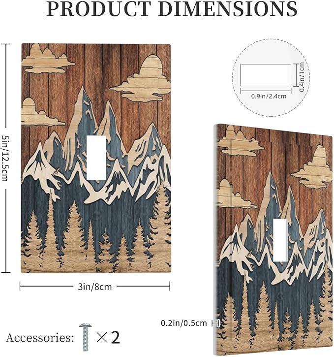 Blue Mountain Range Forest Nature Wilderness Wood Texture Decorative Light Switch Cover 1 Gang Single Toggle Device Electrical Faceplate Switchplates Decorator Outlet Wall Plate for Farmhouse Home