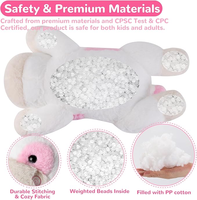gnomantic Cow Weighted Stuffed Animals - 22 Inch 4.5 Pounds Weighted Plushies Cow Stuffed Animals - Big Plush Pillow - Cute Plush Toys Gifts for Kids & Adults (22" 4.5 lbs Pink)