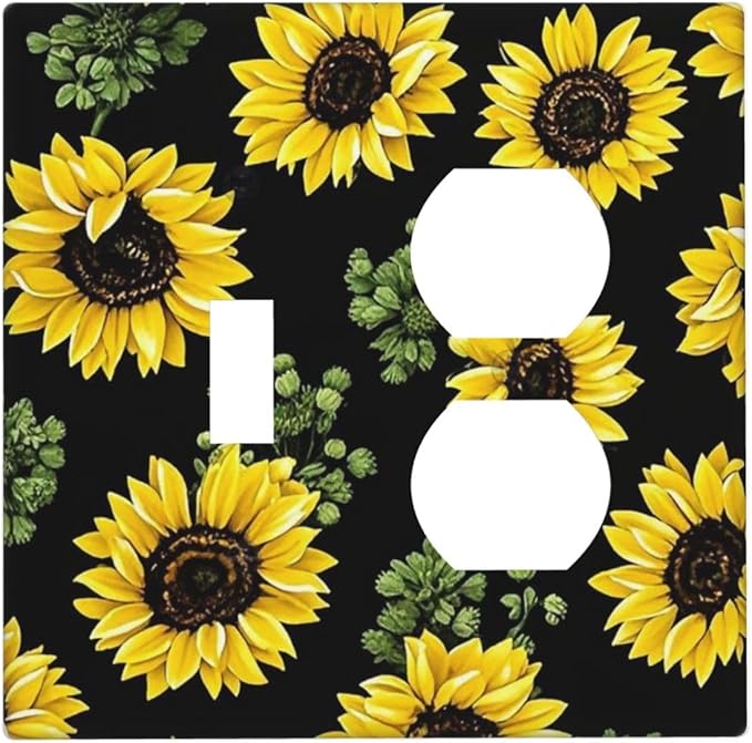 Wallplates Floral Sunflower Plants Flowers 1 Toggle 1 Duplex Switch Plate Electrical Gfci Faceplate Decorative Light Switch Covers For Bed Room Farmhouse Decor