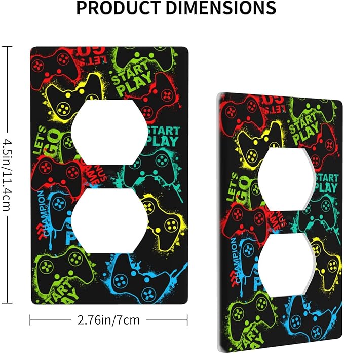 Video Game Outlet Covers Decorative Electrical Outlets Duplex Outlet 1-Gang Wall Plate Receptacle Wall Outlet Cover