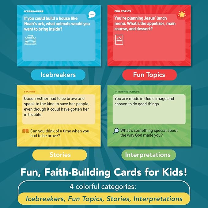 Kulture Games - Bible Conversation Cards for Kids - Christian Family Games - Faith Based Educational Card Games - Sunday School Christian - Gifts Learning - Ages 6+